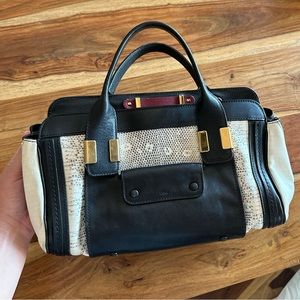 GUC Chloe Alice Handbag, Black and White Snakeskin